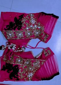 Dark Rani Colotlr Designer Saree With Blouse