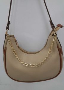 Beige Shoulder Bag with Gold Chain – Like New