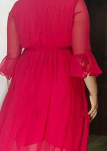 Rose Pink  Ruffle Sleeve Dress
