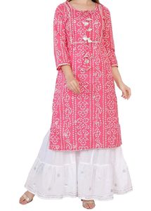 Beautiful Pink Colour Kurti With Sharara