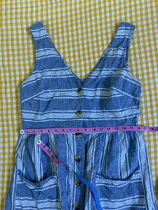 Cotton Striped Button-Down Dress Fits S-M