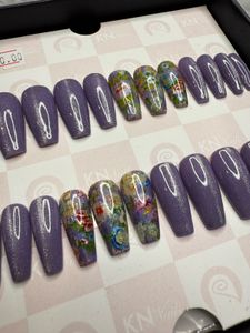 Light Purple Press On Nails Coffin Shape