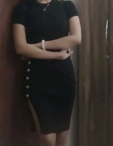 Chic Black Button Dress