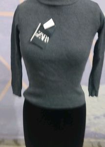 High Neck Grey Top