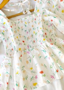 Cute Floral Print Smokey Top