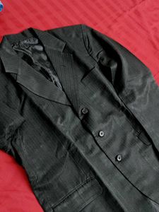Men Striped Black Suit Blazer