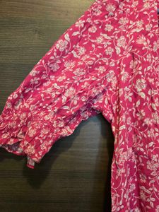 Mango Pink Floral Knee Lenght Dress