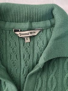 Green Cable Knit Polo Sweater