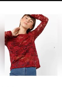 ONLYLace Top with Ribbed Hem