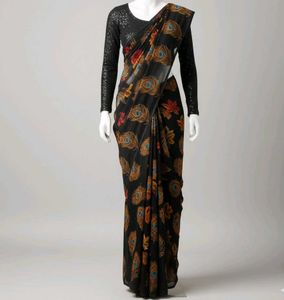 Elegant Peacock Print Saree