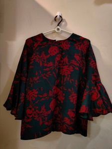 Floral Print Bell Sleeve Top