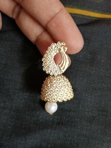 White Jhumka Earring