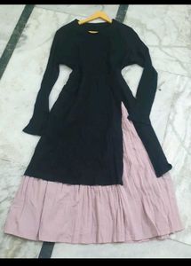 Black & Pink Long Sleeve Dress