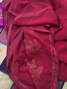 Elegant Red Embroidered Saree