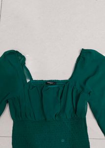 Elegant Emerald Green Crop Top corset