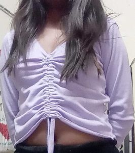 Purple Long Sleeve Crop Top