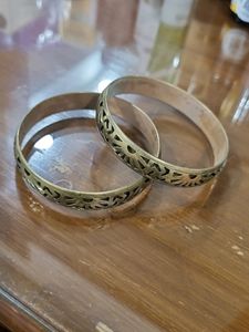 Vintage Etched Brass Bangle Set