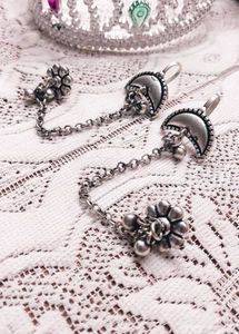 Oxidized Silver Ear Cuff Chain