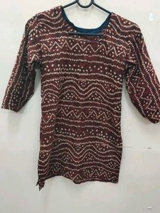 Short Kurti With Handmade Earrings