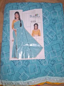 Stylish Blue Printed Saree