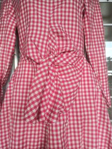 Vintage Gingham Knot-Front Dress