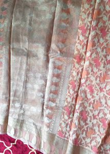 Peach Organza Brasso Saree