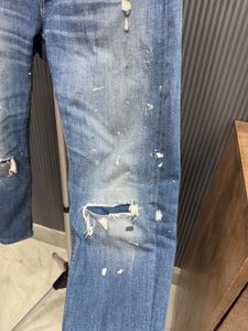 Zara Blue Distressed Painted Jeans