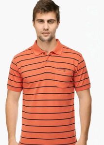 ​Men's OrangePinstripe Polo Shirt |Free size