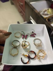 new 5 rings 3 earrings combo brand