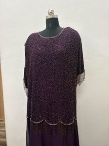 Purple Beaded Evening Gown