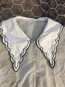 embroidered collar puffy sleeves shirt