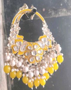 Yellow Kundan Earrings