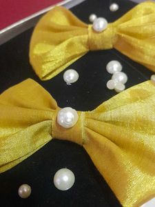 YELLOW GOLDEN HAIR BOW set Of 2