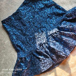791312. Sparkling Blue Sequin Mini Skirt