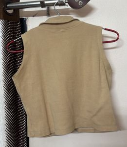 Tan Sleeveless Crop Top