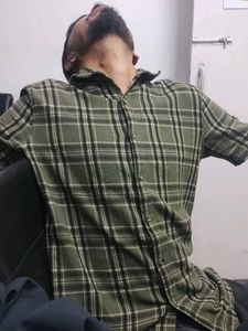 Olive Green Plaid Casual Shirt