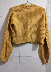 Crop Yellow Bell Sleeve Sweater