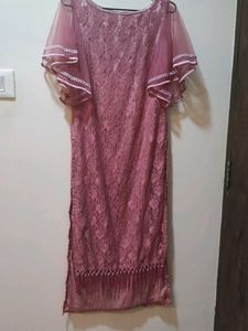 Elegant Mauve Lace Dress