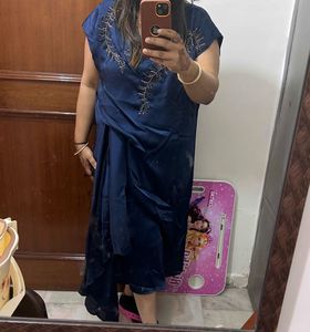 Chique Elegant Blue Draped Dress