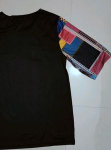 Black With Multicolour Imported Top