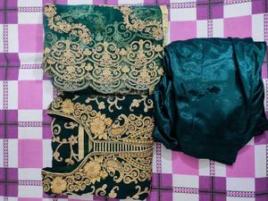 Bottle Green &amp; Gold Embroidered Salwar Kameez