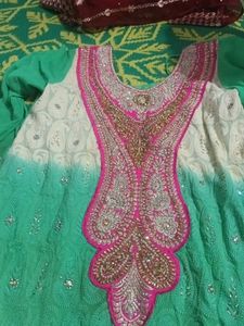 Green Embroidered Anarkali Suit