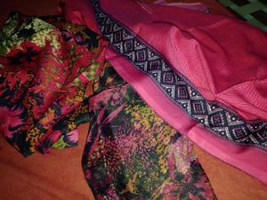 Floral Colourful Crepe Dress Material