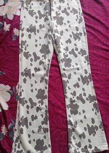Cow Print Flare Jeans
