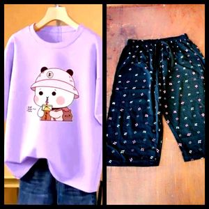 💜🐦‍⬛Tshirt With Pant Set