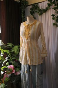 Striped Embroidered Beads Top