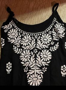 Black strapy Chikankari Kurti