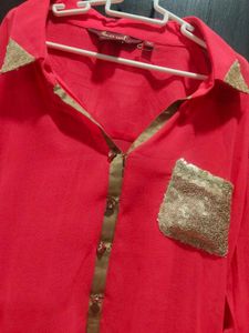 Elegant Red Embroidered Kurta