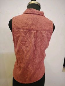 Sleeveless Button-Up Top