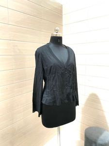 Vintage Y2k Elegant Black Button-Down Top